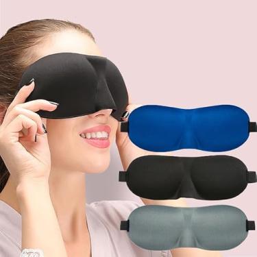 Imagem de Máscara de dormir para dormir de costas e de lado, pacote com 3, máscara ocular com bloqueio de luz 3D para dormir, cobertura ocular de pressão zero para mulheres e homens, venda noturna leve e