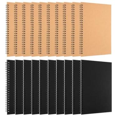 Imagem de patscorai 20 Pcs A5 Spiral Notebook Bulk 5.5 x 8.3 Inch Hardcover Notepads Lined Travel Writing Journal Notepad College Ruled Spiral Notebook for Students, 50 Sheets 100 Pages(Black, Brown)