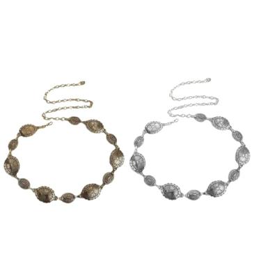 Imagem de Corrente de cintura de metal vintage feminina ajustável prata ouro, Prata e gola, tamanho �nico