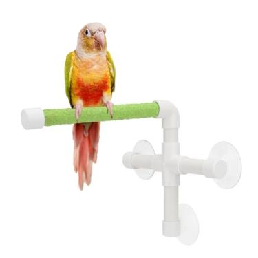 Imagem de Hypeety Portátil Ventosa Pássaro Janela e Chuveiro Poleiro Brinquedo para Pássaro Papagaio Arara Cockatoo Africano Greys Budgies Periquito Banho Poleiro Brinquedo