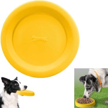 Imagem de SLAUNT Brinquedo de disco voador para cães, disco voador indestrutível de 22 cm para jogar e treinar frisbee para brincar ao ar livre, flutuador de água durável, brinquedos para cães seguros nos