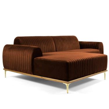 Imagem de Sofá 4 Lugares com Chaise Base de Madeira Euro 255 Cm Telha