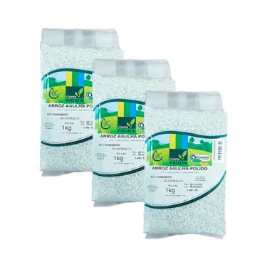 Imagem de Kit 3X: Arroz Agulha Polido Orgânico Coopernatural 1kg