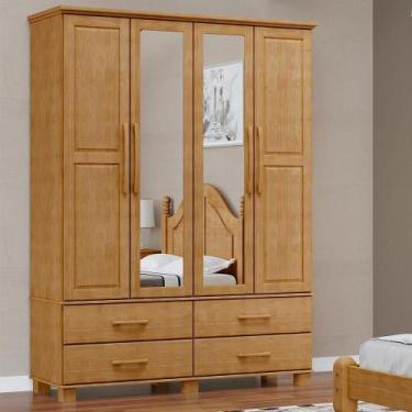 Imagem de Guarda Roupa 4p 4g Espelho Madeira Maciça 168 Cm 2252 Freijo Milani St