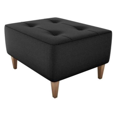 Imagem de Puff Decorativa Para Sala Piva 62x52cm Veludo Inca Preto - MILANI MOVE