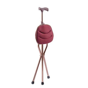 Imagem de Rollator Walker Cadeira de bengala de caminhada triângulo de liga de liga ajustável portátil leve dobrável banquinho de caminhada andador de aço