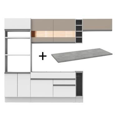 Imagem de Cozinha Completa Branca com Armário e Balcão + Tampo Madesa