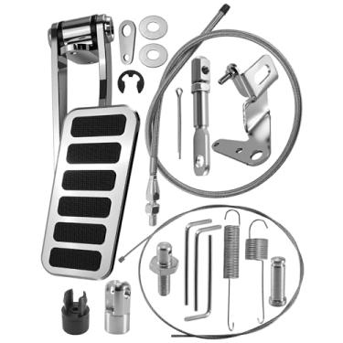 Imagem de QLZOZB Pedal a gás de alumínio para montagem no chão com cabo de acelerador de aço inoxidável de 91 cm, universal