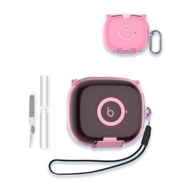 Imagem de Capa com design de suporte de telefone para fones de ouvido Bluetooth sem fio Beats Powerbeats Pro 2, capa protetora WUNIAK de TPU macio, proteção contra quedas à prova de choque com chaveiro e kit de