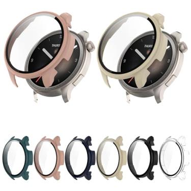 Imagem de Capa rígida de policarbonato protetor de tela de vidro temperado compatível com Amazfit Balance Smart Watch, capa protetora protetora sensível ao toque, pacote com 2