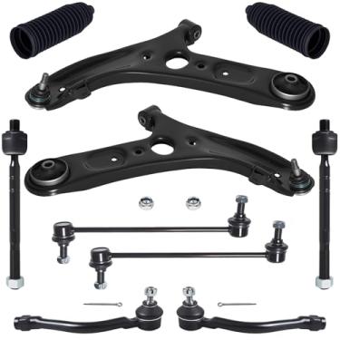 Imagem de TUCAREST Kit De Suspensão Com 10 Peças Para Hyundai Elantra Sedan 11-16, Veloster 12-17, 2 Braços De Controle Inferiores Dianteiros Com Junta Esférica, 4 Barras De Direção Externas Internas, 2 Barr