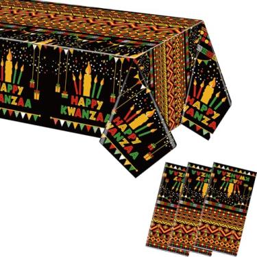 Imagem de Kinlop 3 peças de toalha de mesa preta do mês da história negra, 277 x 128 cm, toalha de mesa descartável, dia da liberdade, toalha de mesa Kwanzaa para celebração da independência afro-americana