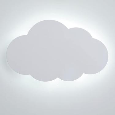 Imagem de Luminária De Parede Em Nuvem Para Quarto Infantil, Luminária De Parede De Metal Ultrafina Com Acabamento Branco, Luminárias De Parede Led Modernas, Arandelas De Parede, White Light