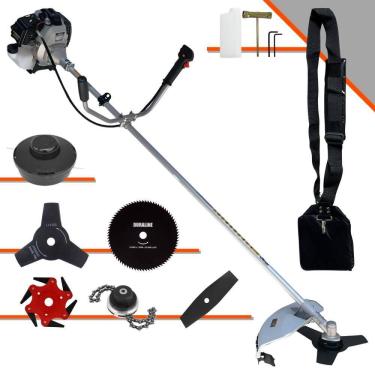 Imagem de Roçadeira À Gasolina TBC43H Toyama 43cc 1,7HP Completa Com Carretel Nylon + Faca 2 Pontas + Faca 3 Pontas + Faca 6 Pontas + Faca 80 Dentes + Trimmer