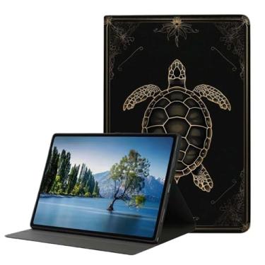 Imagem de DHEEBFWE Capa para iPad Air 3 de 10,5 polegadas 2019/iPad Pro 10,5 polegadas 2017, capa fina de couro PU, suporte ajustável, despertar/hibernar automaticamente, tartaruga retrô