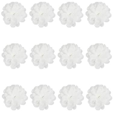 Imagem de GORGECRAFT 12 peças, bordado 3D, acabamento de renda floral, buquês de noiva brancos, tecido de costura de chiffon, apliques de flores de chiffon para artesanato faça você mesmo, roupas, tiaras