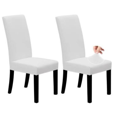 Imagem de Capas para cadeiras de jantar Easy-Going Stretch, conjunto de 2 branca