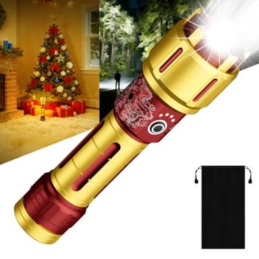 Imagem de SKYFIRE Lanternas LED recarregáveis de alto lúmens, lanterna super brilhante de 10000 mAh, luz tática com zoom, 10 modos, IPX6, à prova d'água para acampamento, emergências, sobrevivência ao ar livre