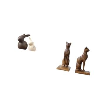 Imagem de Fenteer Conjunto de Estátuas de Cerâmica E Gato Egípcio, Estatuetas de E Gato de Porcelana, Suportes Decorativos para Livros, Ornamento de Páscoa E Ina