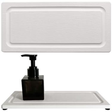 Imagem de 2 bandejas de pedra de secagem rápida para pia de banheiro e balcão de cozinha, porta-copos de pia de diatomita que absorve água, bandeja de penteadeira, suporte de sabão de mão com almofadas