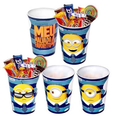 Imagem de Kit 5 Copos Lembrancinha Decoração de Festa do Minions - Plasútil