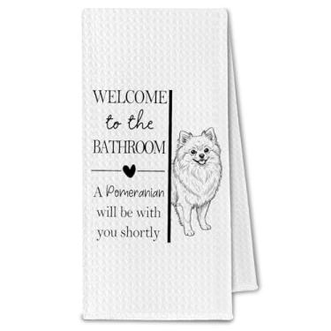 Imagem de ChissNook Toalhas de mão de banheiro Pomeranian, presentes para amantes de donos de cães da Pomerânia, presentes para mulheres, toalha de mão decorativa de cachorro engraçado para decoração de