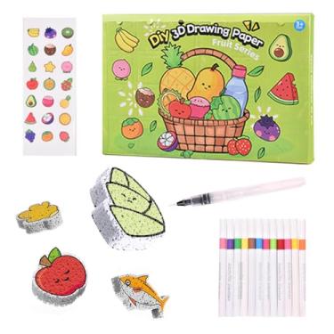 Imagem de WangCow Kit de pintura de textura de espuma 3D com 43 peças, 12 cores de tinta inchada mágica para arte 3D, arte Puff DIY para crianças (verde)