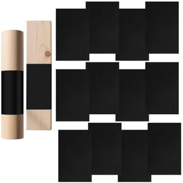 Imagem de 17 x 30 cm 43 x 30 cm 12 peças de mangas de proteção de poste de cerca de madeira, hastes de PVC pretas com proteção contra intempéries, fácil instalação de design, apodrecimento e corrosão evita a