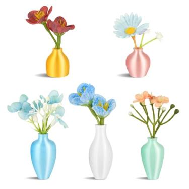 Imagem de WQLLWFC Mini vaso de cerâmica ímãs de geladeira pequeno vaso 3D para plantas com mini flores, ímã engraçado para decoração de geladeira, cozinha, escritório, fivela magnética (5)