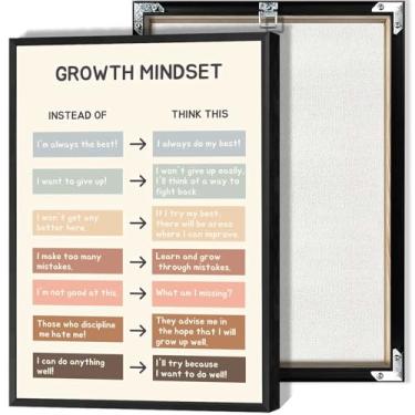 Imagem de Mentalidade de crescimento pôsteres de saúde mental terapia de psicologia positiva arte de parede crianças impressões educativas para sala de aula, escritório ou sala de estar, decoração de parede