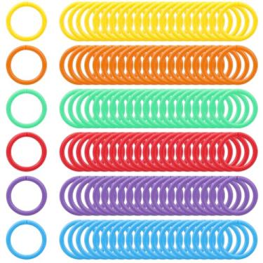 Imagem de CRASPIRE 120 peças, 6 cores, anéis de plástico com folhas soltas, círculo, sortidos, fichário pequeno, articulado, conector, porta-chaves, porta-chaves para livros, flash, cartões de índice, papel