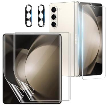 Imagem de [Pacote com 2+2+2] para Samsung Galaxy Z Fold 5 Protetor de tela, protetor de lente de câmera, ultratransparente, cobertura total, antiarranhões, compatível com capas