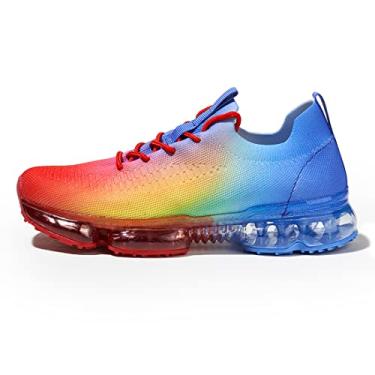 Imagem de Tênis feminino Lucky Step com amortecimento de ar, respirável, casual, confortável, leve, para caminhada, Red Blue, 10