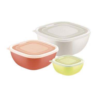 Imagem de Jogo De Potes Tramontina Mixcolor Em Polipropileno Colorido Com Tampa Transparente 03 Peças