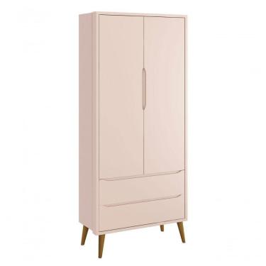 Imagem de Guarda-roupa Retrô 2 Portas Théo New Rosa Fosco Com Madeira - Moveisaqui