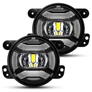 Imagem de LX-LIGHT Faróis de neblina LED super brilhantes de 60 W de 10 cm com DRL EMC compatível com Jeep Wrangler TJ LJ JK Dodge Journey luzes de para-choque dianteiro (par)