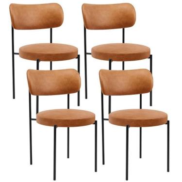Imagem de Kit 04 Cadeiras Estofadas Para Sala De Jantar Louise L02 Couríssimo Canela - Lyam Decor