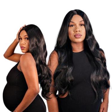 Imagem de Peruca Longa Orgânica Preta Ondulada 60cm Sem Franja - Maya Hair
