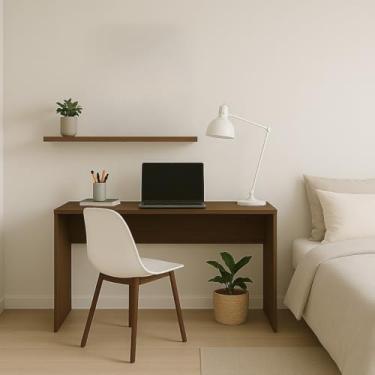 Imagem de Mesinha de Computador Multiuso para Quarto e Escritório - Compacta, Moderna e Durável com Acabamento UV - Ideal para Trabalhar e Estudar(FREIJÓ)