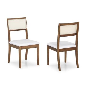 Imagem de Cadeira de Jantar 2 Unid. Desmontáveis Coimbra, Estofada, Off White/amêndoa
