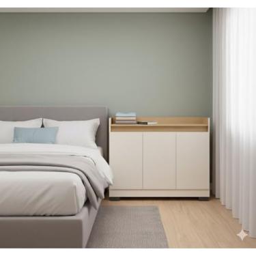 Imagem de Cômoda Organizadora Multiuso Armário para Quartos (OFF WHITE FREIJO)