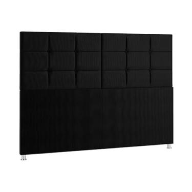 Imagem de Cabeceira Estofada Casal e Queen com Pés para Cama Box | Suede Macio e Conforto Premium(Preto,CASAL 1.40)