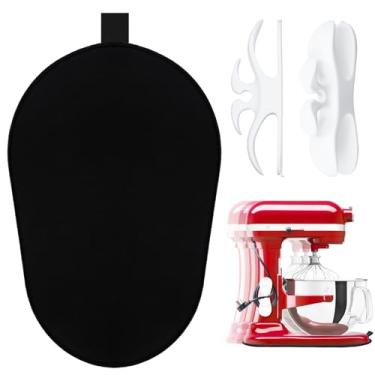 Imagem de Tapete deslizante para Kitchenaid Stand Mixer Slider Mat com organizadores de cabos dobráveis para aparelhos KitchenAid 6-8 Qt (tapete deslizante + branco, 6-8 Quart)