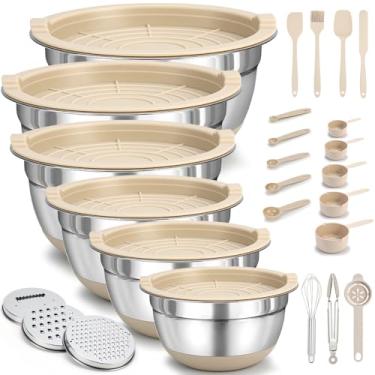Imagem de Conjunto de 27 Peças, Bowl, Bowl Inox, Tigela Inox, Tigela, Bowls, Vem com Um Ralador, Copo Medidor e Colher e Vários Acessórios