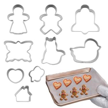 Imagem de Cortadores de biscoitos de aço inoxidável, cortadores de biscoitos de Natal,Conjunto de cortador de biscoitos de férias 9X - Moldes de gravação de biscoitos, ferramentas de cozimento, cortadores de