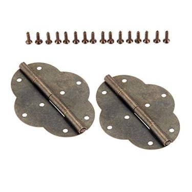 Imagem de 2 pcs 69 * 54mm mobiliário vintage dobradiças da gaveta do armário da porta dobradiça dobradiça antiga articulações decorativas para a caixa de madeira de jóias YYDFPIIA