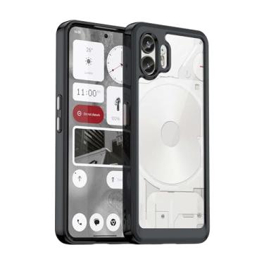 Imagem de Capa para telefone Nothing 2, botão de pressão flexível, capa transparente, anti-impressões digitais. Proteção total de 360° - preta