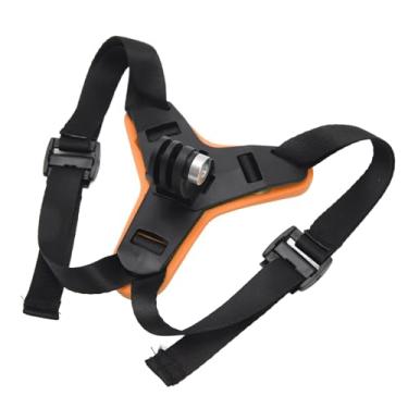 Imagem de Tbest Suporte de alça antiderrapante para capacete para câmera Osmo Action 3 2 telefones celulares durável PC silicone nylon material universal serve na maioria dos capacetes (laranja)