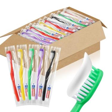 Imagem de HAIFOTRVA 200 escovas de dentes descartáveis com pasta de dente, escova de dentes de uso único com pasta de dente embalada individualmente, kit de escovas de dentes descartáveis para viagem, a granel