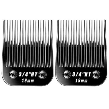 Imagem de MEMIRY 2 peças de lâminas removíveis tamanho 3/4HT, compatíveis com Andis, Oster A5, Wahl KM10 Series Clippers, comprimento cortado 19 mm, preto (3/4HT 19 mm, 2 peças)